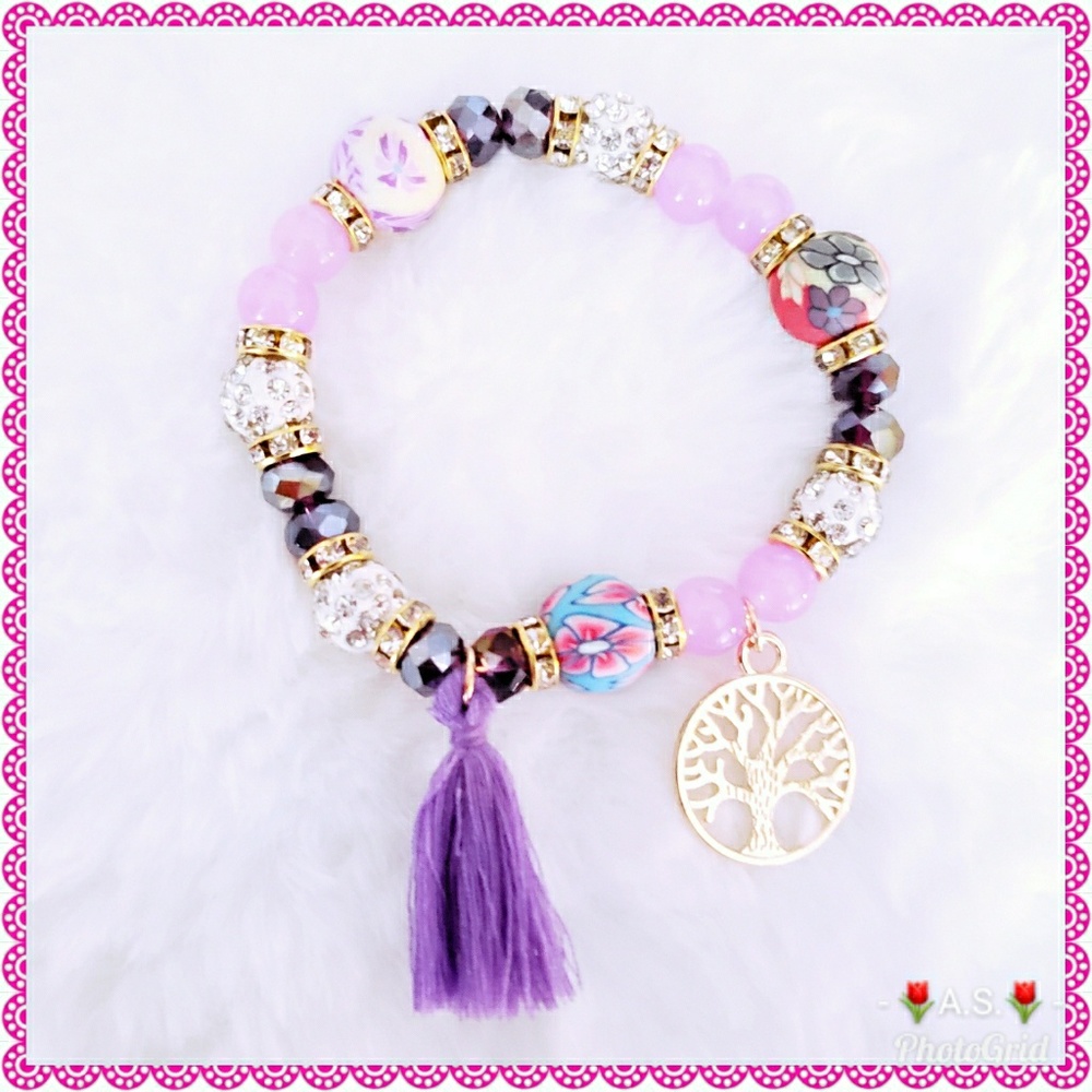 ⬇️$30 Tree of Life Bracelet Beads Purple Tassel